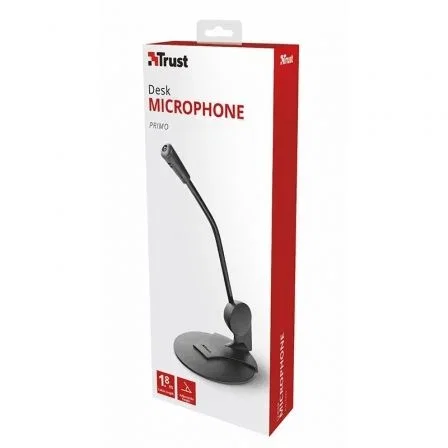 Trust Micrófono Primo de Alta Sensibilidad con Ángulo Ajustable, Cable de 1.80 m y Clavija de 3.5 mm